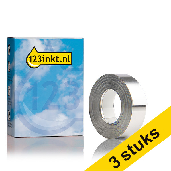 Aanbieding: 3x Dymo S0720180 / 35800 Rhino aluminium tape zelfklevend zilver 12 mm (123inkt huismerk)  089256 - 1
