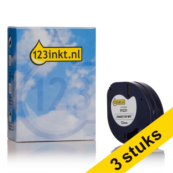 Aanbieding: 3x Dymo S0721660 / 91221 plastic tape wit 12 mm (123inkt huismerk) S0721660C 088322 - 1