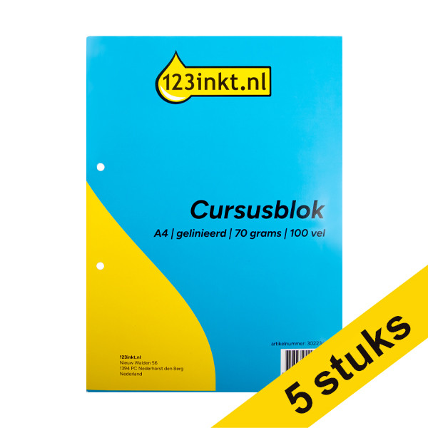 Aanbieding: 5x 123inkt cursusblok A4 gelijnd 70 70 g/m² (100 vellen)  302235 - 1