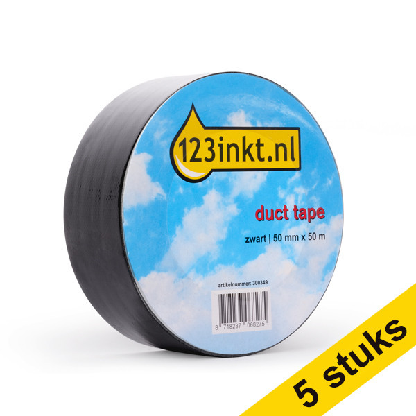 Aanbieding: 5x 123inkt duct tape zwart 50 mm x 50 m  300624 - 1