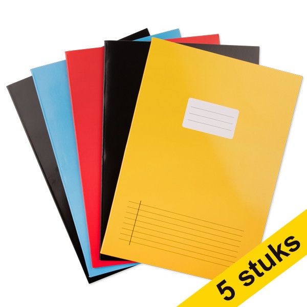 Aanbieding: 5x 123inkt gelijnd schrift A4 assorti 5 stuks 40 vellen  300633 - 1