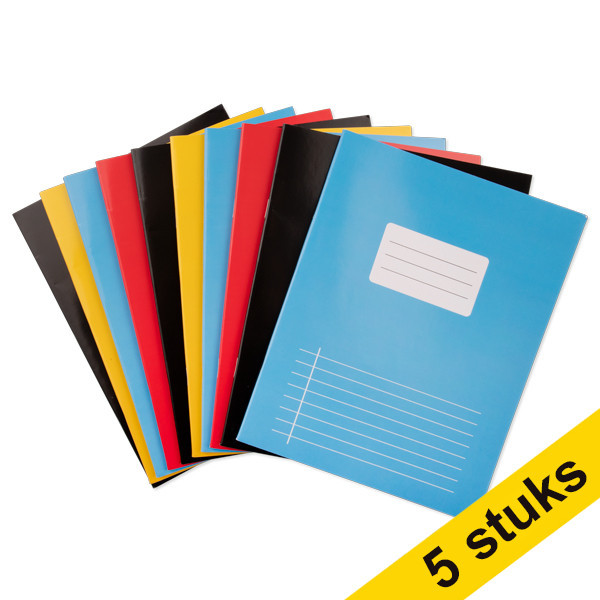 Aanbieding: 5x 123inkt gelijnd schrift A5 assorti10 stuks 40 vellen  300635 - 1