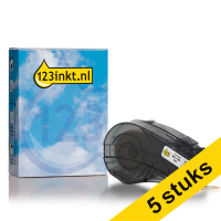 Aanbieding: 5x 123inkt huismerk vervangt Brady M21-750-427 tape gelamineerde vinyl zwart op wit 19,1 mm x 4,30 m