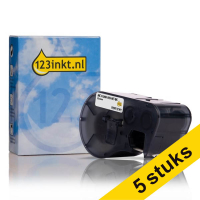 Aanbieding: 5x 123inkt huismerk vervangt Brady MC1-1000-595-WT-BK tape vinyl zwart op wit 25,4 mm x 7,62 m