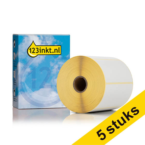 Aanbieding: 5x 123inkt huismerk vervangt Brother BDE-1J050102-102 voorgestanste labels 102 mm x 50 mm 650843 - 1