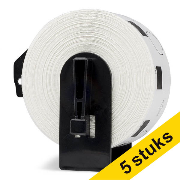 Aanbieding: 5x 123inkt huismerk vervangt Brother DK-11218 rond label wit 653064 - 1