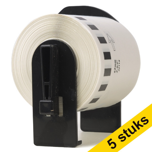 Aanbieding: 5x 123inkt huismerk vervangt Brother DK-22113 continue filmtape transparant DK22113C 650652 - 1