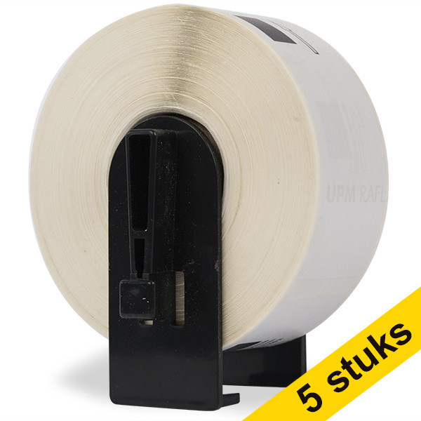 Aanbieding: 5x 123inkt huismerk vervangt Brother DK-22210 continue papiertape 653068 - 1