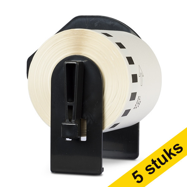 Aanbieding: 5x 123inkt huismerk vervangt Brother DK-22606 continue filmtape geel DK22606C 650632 - 1