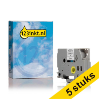 Aanbieding: 5x 123inkt huismerk vervangt Brother HSe-211E krimpkous tape zwart op wit 6 mm 650857