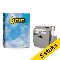 Aanbieding: 5x 123inkt huismerk vervangt Brother M-K221SBZ niet-gelamineerde tape zwart op wit 9 mm 653073