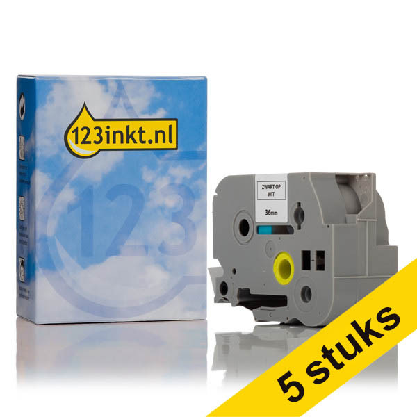 Aanbieding: 5x 123inkt huismerk vervangt Brother TZe-261 tape zwart op wit 36 mm 653076 - 1