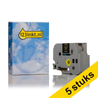 Aanbieding: 5x 123inkt huismerk vervangt Brother TZe-354 tape goud op zwart 24 mm 650852