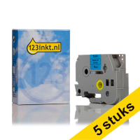 Aanbieding: 5x 123inkt huismerk vervangt Brother TZe-541 tape zwart op blauw 18 mm 650844