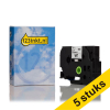 Aanbieding: 5x 123inkt huismerk vervangt Brother TZe-FA4 textiel tape blauw op wit 18 mm opstrijklabels voor op stoffen 650856 - 1