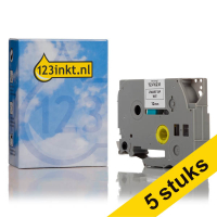 Aanbieding: 5x 123inkt huismerk vervangt Brother TZe-FX231 Flexi ID tape zwart op wit 12 mm 653080