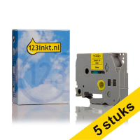 Aanbieding: 5x 123inkt huismerk vervangt Brother TZe-FX621 Flexi ID tape zwart op geel 9 mm 650842