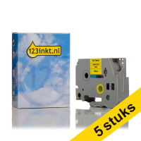 Aanbieding: 5x 123inkt huismerk vervangt Brother TZe-FX641 Flexi ID tape zwart op geel 18 mm 650855