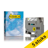 Aanbieding: 5x 123inkt huismerk vervangt Brother TZe-S121 extra klevend tape zwart op transparant 9 mm 650848