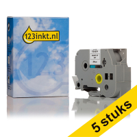 Aanbieding: 5x 123inkt huismerk vervangt Brother TZe-S251 extra klevend tape zwart op wit 24 mm