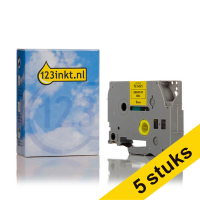 Aanbieding: 5x 123inkt huismerk vervangt Brother TZe-S621 extra klevend tape zwart op geel 9 mm 650853