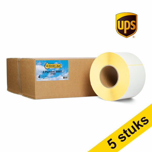 Aanbieding: 5x 123inkt huismerk vervangt Zebra Z-Perform 1000T UPS label (87985) 102 x 152 mm (4 rollen) 653190 - 1