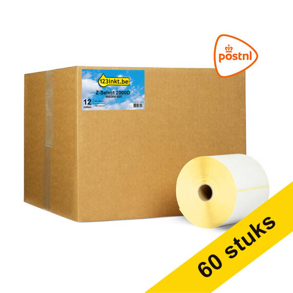 Aanbieding: 5x 123inkt huismerk vervangt Zebra Z-Select 2000D PostNL label (800264-605) 102 x 152 mm (12 rollen) 653128 - 1