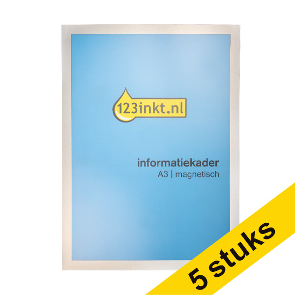 Aanbieding: 5x 123inkt informatiekader A3 magnetisch zilver 486823C 301734 - 1