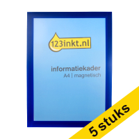 Aanbieding: 5x 123inkt informatiekader A4 magnetisch blauw 486907C 301731