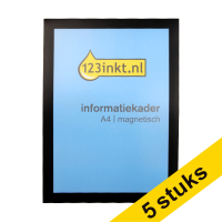 Aanbieding: 5x 123inkt informatiekader A4 magnetisch zwart 486901C 301733