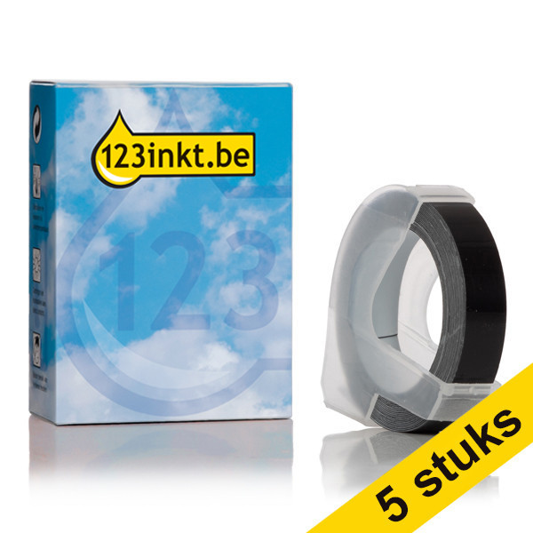 Aanbieding: 5x 123inkt lettertang S0898130 / 520109 reliëftape wit op zwart 650768 - 1