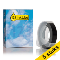 Aanbieding: 5x 123inkt lettertang S0898130 / 520109 reliëftape wit op zwart