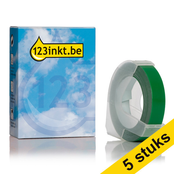 Aanbieding: 5x 123inkt lettertang S0898160 reliëftape wit op groen 650771 - 1