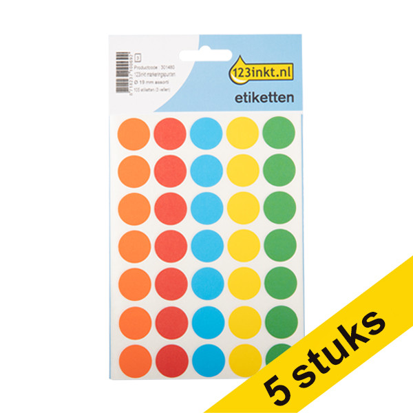 Aanbieding: 5x 123inkt markeringspunten Ø 19 mm assorti (105 etiketten) 301514 - 1