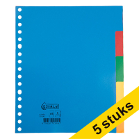 Aanbieding: 5x 123inkt plastic tabbladen A5 gekleurd met 5 tabs (17-gaats)  301893