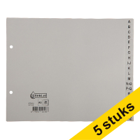 Aanbieding: 5x 123inkt plastic tabbladen A5 grijs liggend met 20 tabs A-Z (2-gaats)  301892