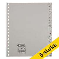 Aanbieding: 5x 123inkt plastic tabbladen A5 grijs met 20 tabs A-Z (17-gaats)