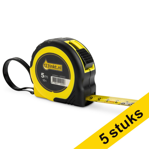 Aanbieding: 5x 123inkt rolmeter in rubberen behuizing (5 meter) 302344 - 1