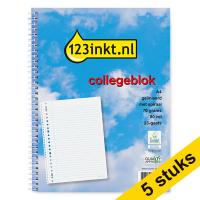 Aanbieding: 5x 123inkt spiraalschrift A4 gelijnd 70 g/m² 80 vellen (23-gaats)  300590