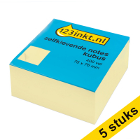 Aanbieding: 5x 123inkt zelfklevende notes kubus geel 76 x 76 mm  301078