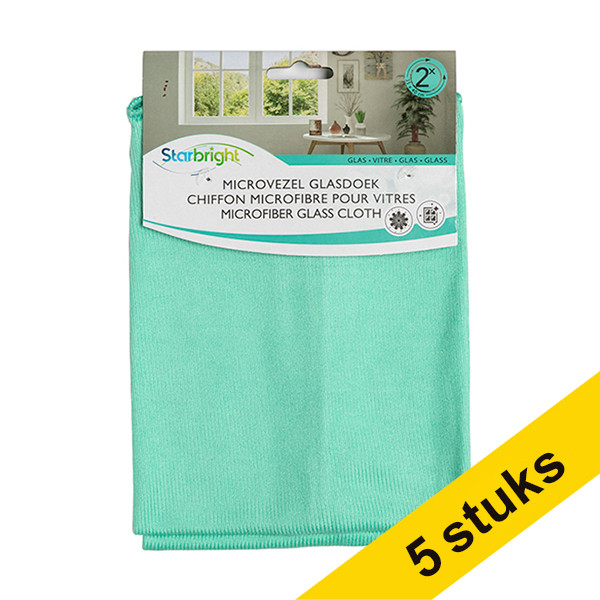 Aanbieding: 5x 123schoon microvezel glasdoek 35 x 40 cm (2 stuks) SDR06163 - 1