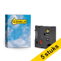 Aanbieding: 5x Dymo 1805436 IND Rhino tape vinyl wit op zwart 19 mm (123inkt huismerk) 650872