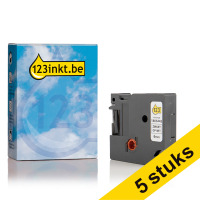 Aanbieding: 5x Dymo 1805442 IND Rhino tape permanent polyester zwart op wit 6 mm (123inkt huismerk) 1805442C 650595
