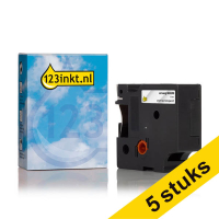 Aanbieding: 5x Dymo 622290 IND Rhino tape permanent polyester zwart op transparant 19 mm (123inkt huismerk) 650870