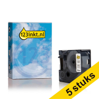 Aanbieding: 5x Dymo S0718070 / 16960 tape zwart op wit 19 mm (123inkt huismerk) 650869