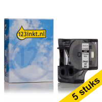 Aanbieding: 5x Dymo S0718100 / 18488 IND Rhino tape flexibel nylon zwart op wit 12 mm (123inkt huismerk)