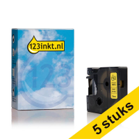 Aanbieding: 5x Dymo S0718270 / 18052 IND Rhino tape krimpkous zwart op geel 6 mm (123inkt huismerk) 650862