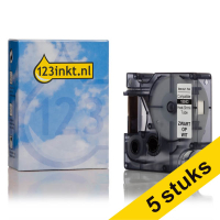 Aanbieding: 5x Dymo S0718280 / 18053 IND Rhino tape krimpkous zwart op wit 9 mm (123inkt huismerk) 653091