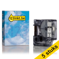 Aanbieding: 5x Dymo S0718280 / 18053 IND Rhino tape krimpkous zwart op wit 9 mm (123inkt huismerk)