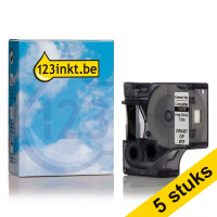 Aanbieding: 5x Dymo S0718300 / 18055 IND Rhino tape krimpkous zwart op wit 12 mm (123inkt huismerk)